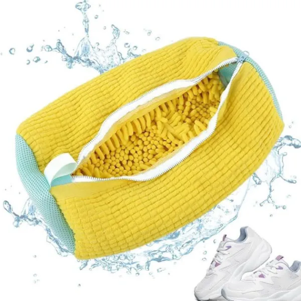 Tvättillbehör-Skotvättpåse i bomull, tvättnät med fluffiga fibrer, tar enkelt bort smuts, anti-deformation 2pc