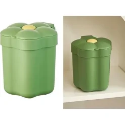 HAIKOU CHENQI Soptunnor-Skrivbords papperskorg, Dekoration för soffbord, Återvinningskärl i plast, Papperskorg med lock i blomform, För sovrum, 1 st