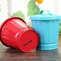 Soptunnor-Skrivbords papperskorg med lock, hinkform, läckagesäker skräpförvaring, belagd soptunna med stor öppning - dwdz One size