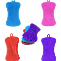 Svampar & Dukar-Skrubber Silikonsvamp Multipurpose Silikonskurdyna Diskborste Badrum Frukt Grönsaksskrubber Kökstillbehör 4st