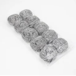 Svampar & Dukar-Skrubbsvamp i rostfritt stål, disksvamp - Set om 10, ZQKLA