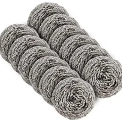 Svampar & Dukar-Skrubbsvamp i rostfritt stål, Skursvamp - 12 st i förpackningen