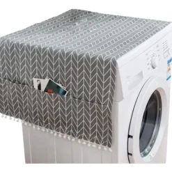 Tvättmaskiner-Skyddande tvättmaskin kylskåp Universal frontmatad tvättmaskin torktumlare Vattentätt grått pilmönster 55 x 130cm