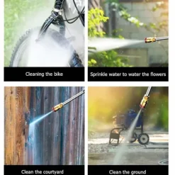 FJORD Städmaskiner-Sladdlös Högtryckstvätt 60Bar 300W Högeffekts Tvättmaskin med Uppladdningsbart Batteri 6in1 Munstycken fo AU