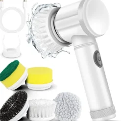 W Städmaskiner-Sladdlös roterande skrubber, 5 borsthuvuden, elektrisk rengöring