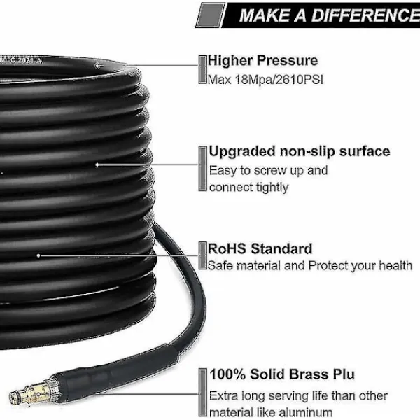 DAO Högtryckstvättar-Slang för Kärcher K2 K3 K4 K5 K6 K7 Högtryckstvätt - 10m - Snabbkopplingsslang med Mässingsspetsar db