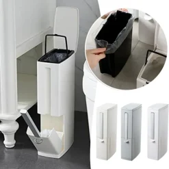 LBSS Soptunnor-Smal papperskorg med toalettborste Slittålig toalettborste för badrum