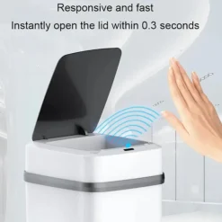 LBSS Soptunnor-Smarts Sensor papperskorg med lock Stor kapacitet Slitstark papperskorg för badrum Toalett