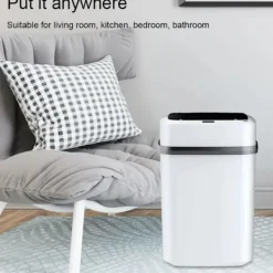 LBSS Soptunnor-Smarts Sensor papperskorg med lock Stor kapacitet Slitstark papperskorg för badrum Toalett