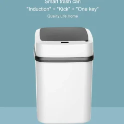 LBSS Soptunnor-Smarts Sensor papperskorg med lock Stor kapacitet Slitstark papperskorg för badrum Toalett