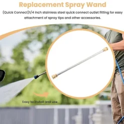 Högtryckstvättar-Snabbkoppling i rostfritt stål, spolrör för högtryckstvättar, ersättningsrör, 16 tum, 5000 Psi