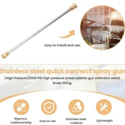 Högtryckstvättar-Snabbkoppling i rostfritt stål, spolrör för högtryckstvättar, ersättningsrör, 16 tum, 5000 Psi