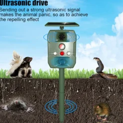 INF Skadedjur & Insekter-Solcellsdriven skadedjursskrämma med ultraljud, rörelsesensor och ljud