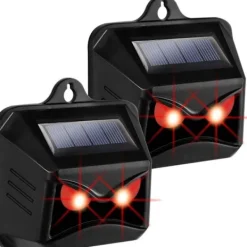 Skadedjur & Insekter-Solcellsdrivna repellenter kompatibla med vilda djur som tvättbjörnar, rådjur, rävar, vildsvin, etc. 2 effektiva insektsmedel med rött LED-ljus【pl】