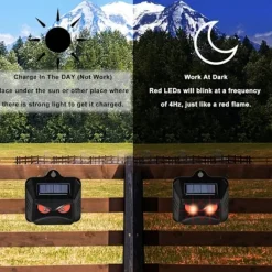 Skadedjur & Insekter-Solcellsdrivna repellenter kompatibla med vilda djur som tvättbjörnar, rådjur, rävar, vildsvin, etc. 2 effektiva insektsmedel med rött LED-ljus【pl】
