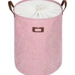 BraVärde Tvättillbehör-Sommarrea Fristående Tvättkorg med Lock, Vikbar Extra Stor Tvättkorg med Dragsko och Handtag (Rosa)