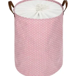 BraVärde Tvättillbehör-Sommarrea Fristående Tvättkorg med Lock, Vikbar Extra Stor Tvättkorg med Dragsko och Handtag (Rosa)