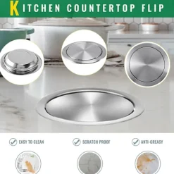 DMstore Soptunnor-Sopbehållare med rostfritt stål lock, inbyggt, balanserat, svängbart lock