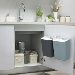 CURVER Soptunnor-Soppkorg - korg - påsehållare - 253340 - Klar för att samla in Soppkorg med lyftlock Grå rökfärgad 10 l