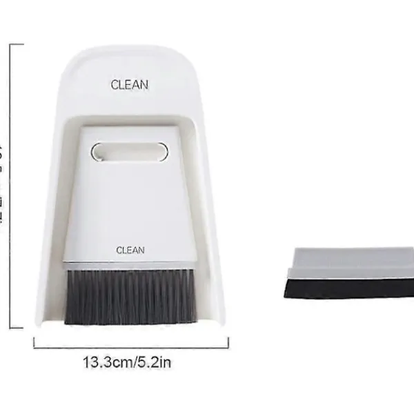 Rengöringsmedel-Sopskyffelset, dammborstar skrivbord bord mini kvast rengöringsborste torkningsverktyg (grå vit)