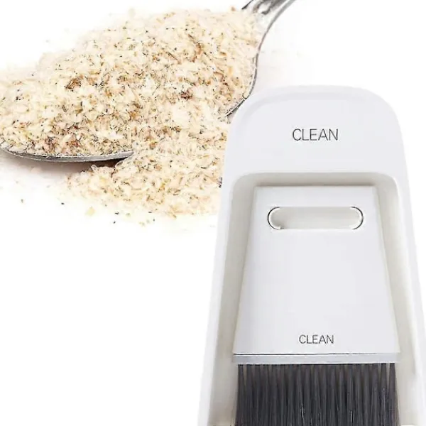 Rengöringsmedel-Sopskyffelset, dammborstar skrivbord bord mini kvast rengöringsborste torkningsverktyg (grå vit)