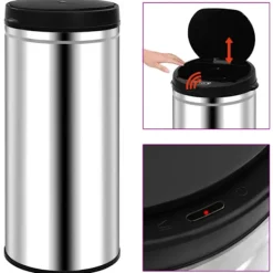 vidaXL Soptunnor-Soptunna med automatisk sensor 80 L rostfritt stål