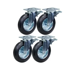 Soptunnor-Soptunns – Gummi – 200mm – 4-pack – Svängbara med broms – 800kg belastning