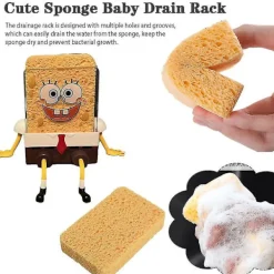 Svampar & Dukar-Spongebob Diskställ Cartoon Kreativ Diskställ Är Tillverkad Av Hållbara Och Lättstädade Material För Disktrasa Diskborste Gryta