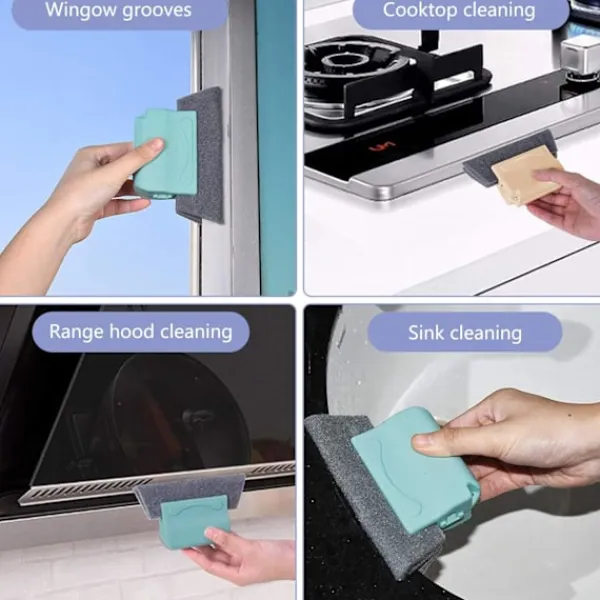 ATELA Fönsterrengöring-3st Creative Groove Rengöringsborste, Magic Fönsterrengöringsborste, Rengör snabbt alla hörn och luckor, Stark Power