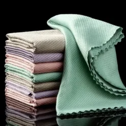 ATELA Svampar & Dukar-10st mikrofiber glasrengöringsduk trasa luddfri för fönster bil kök spegel inga spår återanvändbar fiskfjäll trasa polering 25*25cm