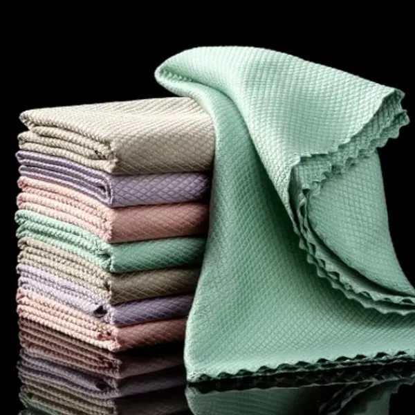 ATELA Svampar & Dukar-10st mikrofiber glasrengöringsduk trasa luddfri för fönster bil kök spegel inga spår återanvändbar fiskfjäll trasa polering 25*25cm