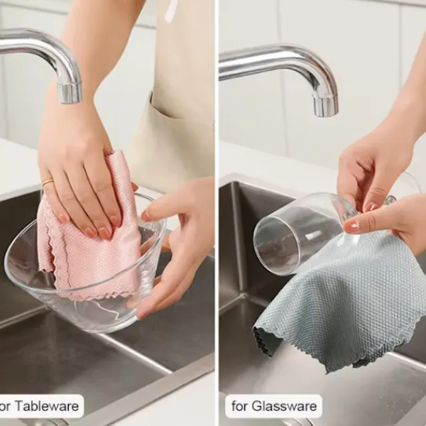 ATELA Svampar & Dukar-10st mikrofiber glasrengöringsduk trasa luddfri för fönster bil kök spegel inga spår återanvändbar fiskfjäll trasa polering 25*25cm