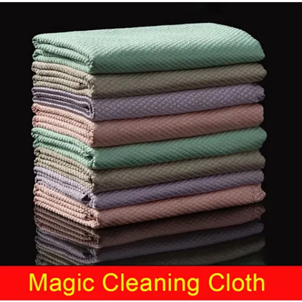 ATELA Svampar & Dukar-10st mikrofiber glasrengöringsduk trasa luddfri för fönster bil kök spegel inga spår återanvändbar fiskfjäll trasa polering 25*25cm