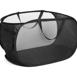 Tvättillbehör-Stabila hopfällbara tvättkorgar - Pop Up tvättkorgar med praktisk ficka, hopfällbar tvättkorg med förstärkta bärhandtag för tvätt, fladdermus