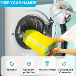 DAO Tvättillbehör-Stadig tvättmaskinspåse för skor av alla slag - Har dragkedja och en mjuk, skyddande insida, perfekt för sneakers och Eve [DB]