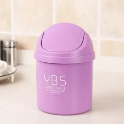 Soptunnor-Stationär mini soptunna liten papperskorg hushåll med papperskorgar skrivbord lila L L