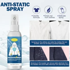 FMYSJ Rengöringsmedel-Statisk Spray för Kläder, Statisk Spray, Statisk Eliminator Spray, Statisk Bortskaffare för Kläder, Statisk Skyddsspray för Kläder, 100ml (FMY)