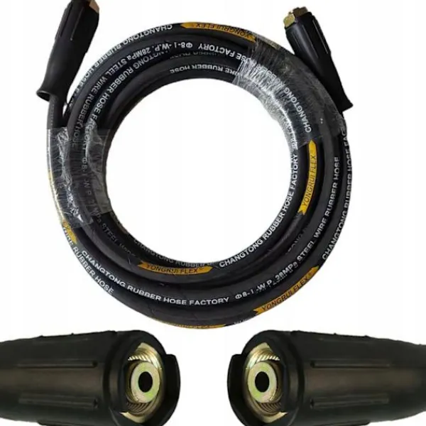 Rosfix Högtryckstvättar-SteelHose Black Pro 10M – Hogtrycksslang med Stalflata | M22 X M22 | 250 Bar | Kompatibel med Karcher HD HDS