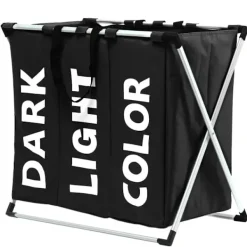 B2X Tvättillbehör-Stilren 3-delad Tvättkorg: Modern Design, Sortera & Förvara