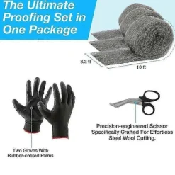 Skadedjur & Insekter-Stålull Musselskydd Hål och Fyllmedel, 3-pack, 8,4 cm X 3 m, Stålull Musselskydd DIY Kit Fil