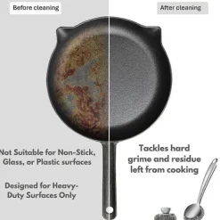 Rengöringsmedel-Stålullsskrubber Diskborste med Handtag Djuprengörande Metallskrubbset Stålskrubber för Di