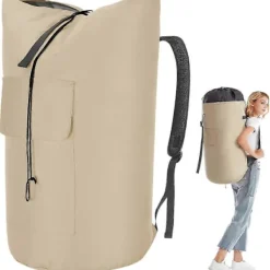 GIFT OF G Tvättillbehör-Stor Kapacitet Kraftig 115L Tvättryggsäck med Robusta Remmar - Militärgrön College Toppmatad Duffelväska