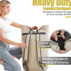 GIFT OF G Tvättillbehör-Stor Kapacitet Kraftig 115L Tvättryggsäck med Robusta Remmar - Militärgrön College Toppmatad Duffelväska