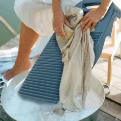 ATELA Tvättillbehör-Stor tvättbräda, handtvättbräda, tvättbräda för tvätt Stor, hög seghet tvättbräda hushåll, 17,7 x 7,8 tum (mörkblå)