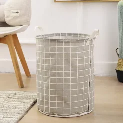 Tvättillbehör-Stor Tvättkorg Rund Smutsiga Kläder Vikbar Hink Förvaring Tunna Organizer 1pc