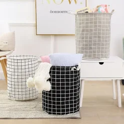 Tvättillbehör-Stor Tvättkorg Rund Smutsiga Kläder Vikbar Hink Förvaring Tunna Organizer 1pc