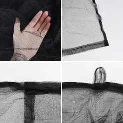 Skadedjur & Insekter-Stort fyrkantigt myggnät med fyra öppningar, snabb och enkel installation, för enkel- och dubbelsängar – svart