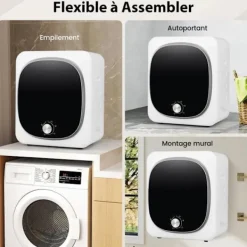 COSTWAY Torktumlare-Strykande torktumlare 800W 4KG -5 Program - Låg varm luft - Trumma i rostfritt stål - Flera filter - Lägenhet