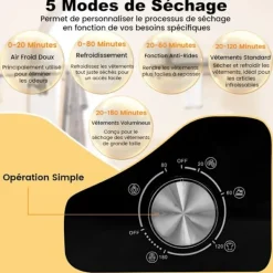 COSTWAY Torktumlare-Strykande torktumlare 800W 4KG -5 Program - Låg varm luft - Trumma i rostfritt stål - Flera filter - Lägenhet