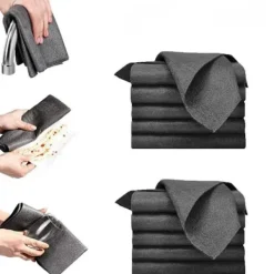 Het rea Svampar & Dukar-Supererbjudande till lågt pris! 10 st Absorberande Rengöringsdukar Kökshandduk Återanvändbar 30x30cm - Glad